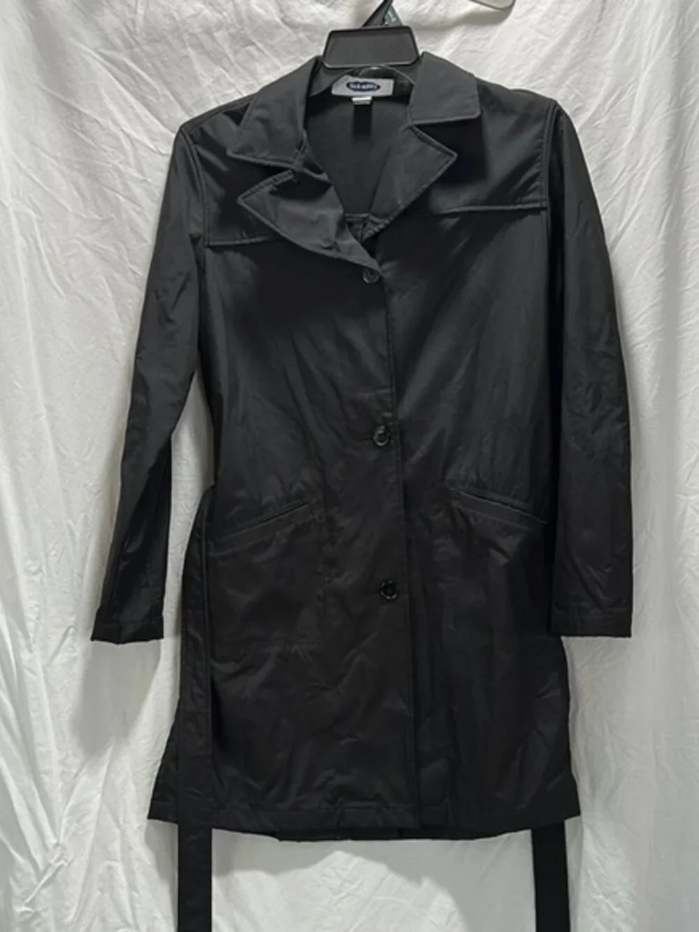 Vintage Y2K Old Navy Black Belted Trench Coat Women's Size Large